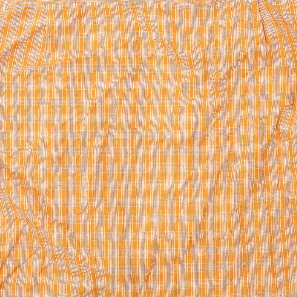 Berghaus Mens Orange Plaid Polyester  Button-Up Size XL Collared Button