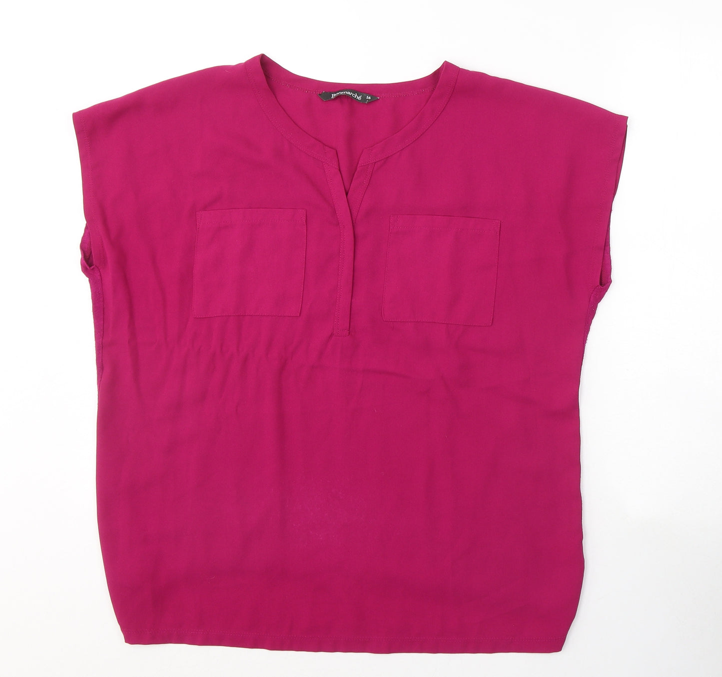 Bonmarché Womens Purple  Polyester Basic T-Shirt Size 16 Round Neck