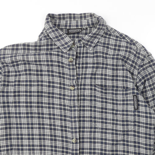 Fanatics Mens Blue Plaid Cotton  Button-Up Size XL Collared Button