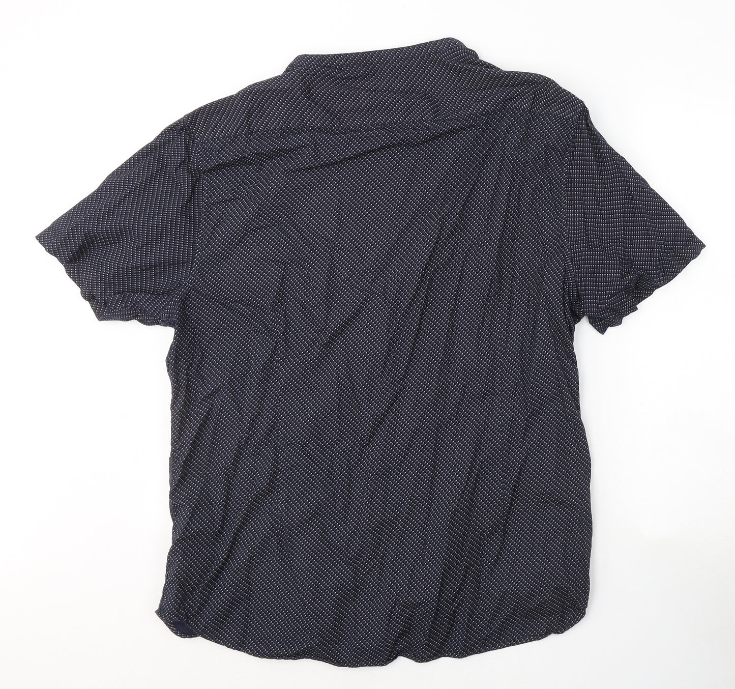 New Look Mens Blue Geometric Cotton  Button-Up Size 2XL Collared Button