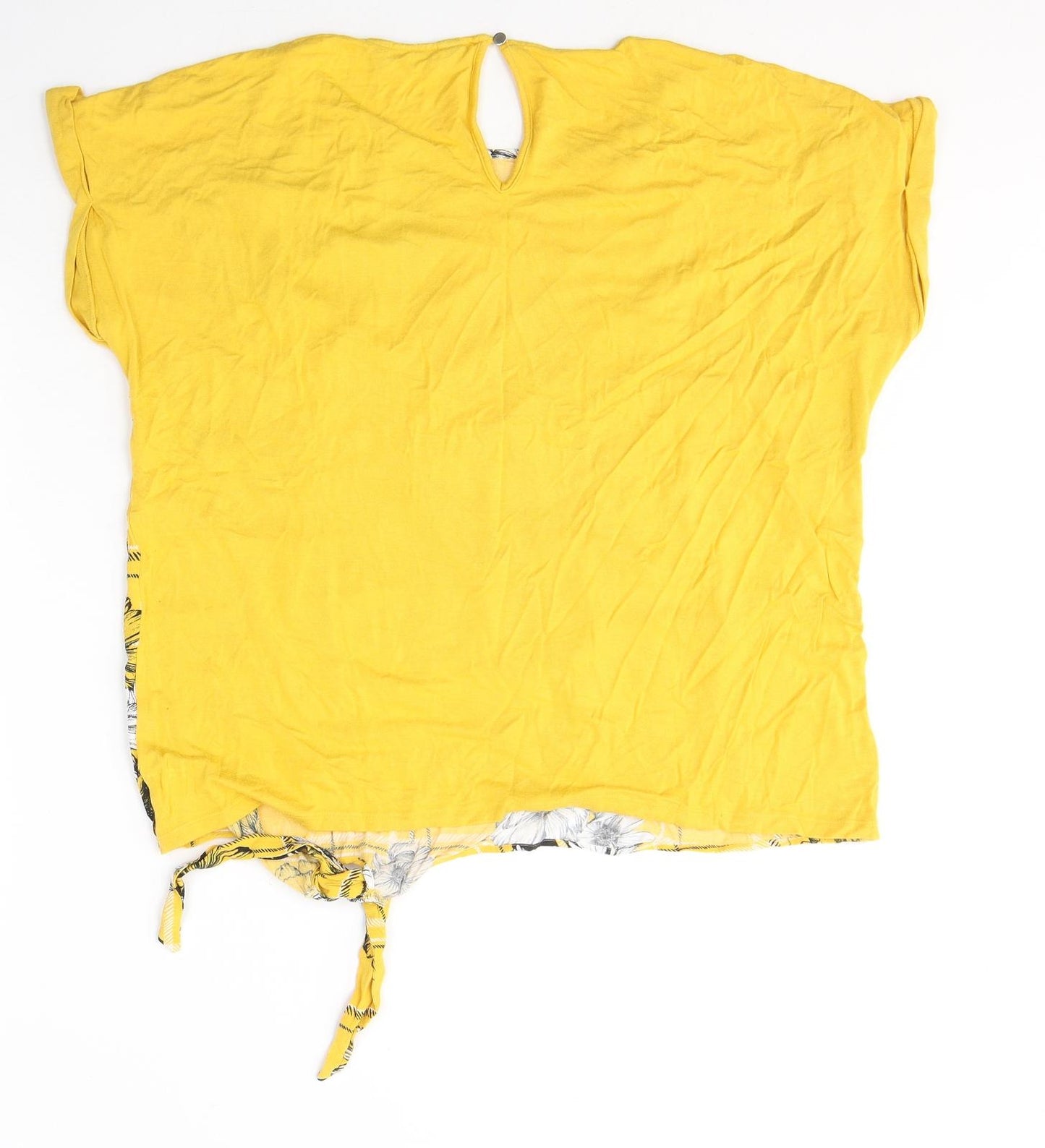 F&F Womens Yellow Floral Viscose Basic Blouse Size 18 Round Neck