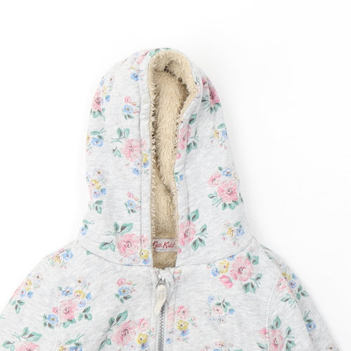 Cath Kids Girls Grey Floral  Basic Jacket Jacket Size 12-18 Months   Zip