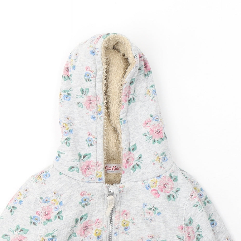 Cath Kids Girls Grey Floral  Basic Jacket Jacket Size 12-18 Months   Zip