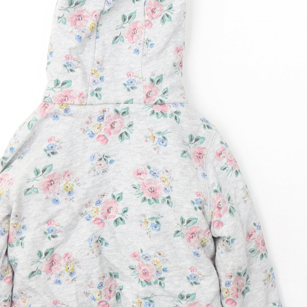 Cath Kids Girls Grey Floral  Basic Jacket Jacket Size 12-18 Months   Zip
