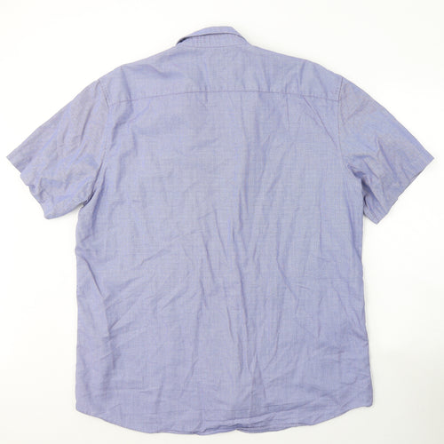 Taylor & Wright Mens Blue  Cotton  Button-Up Size 17.5 Collared Buckle