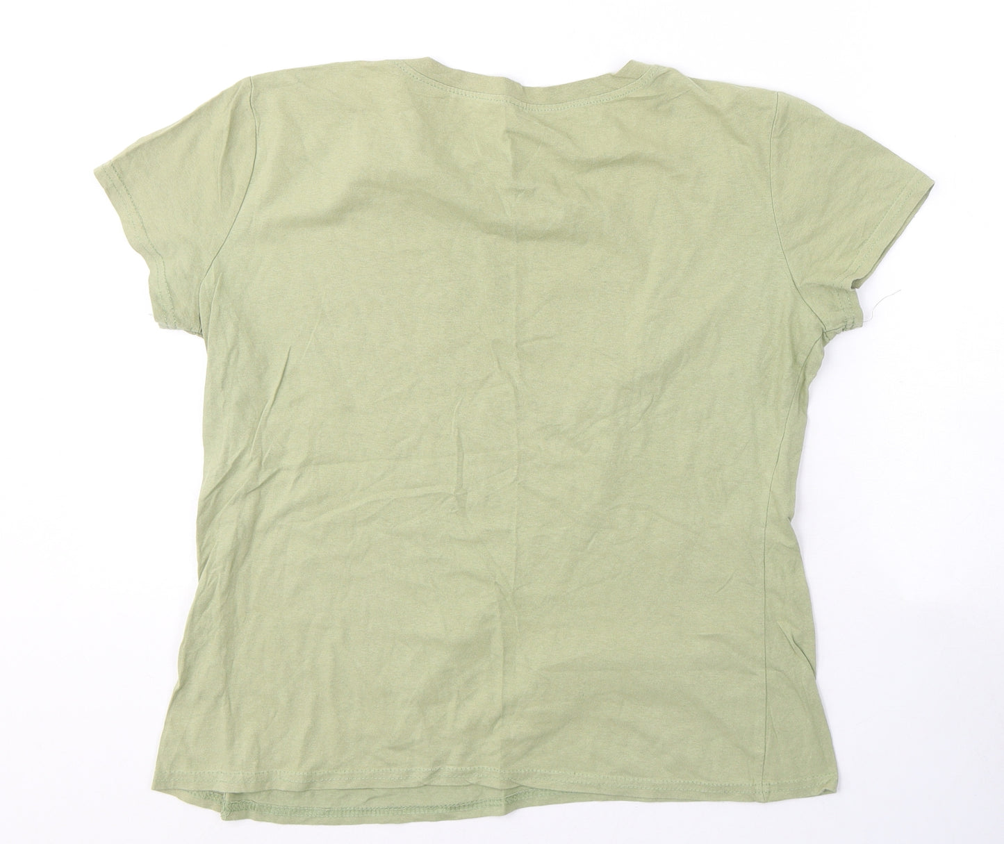 Preworn Womens Green  Cotton Basic T-Shirt Size XL Round Neck - Heart