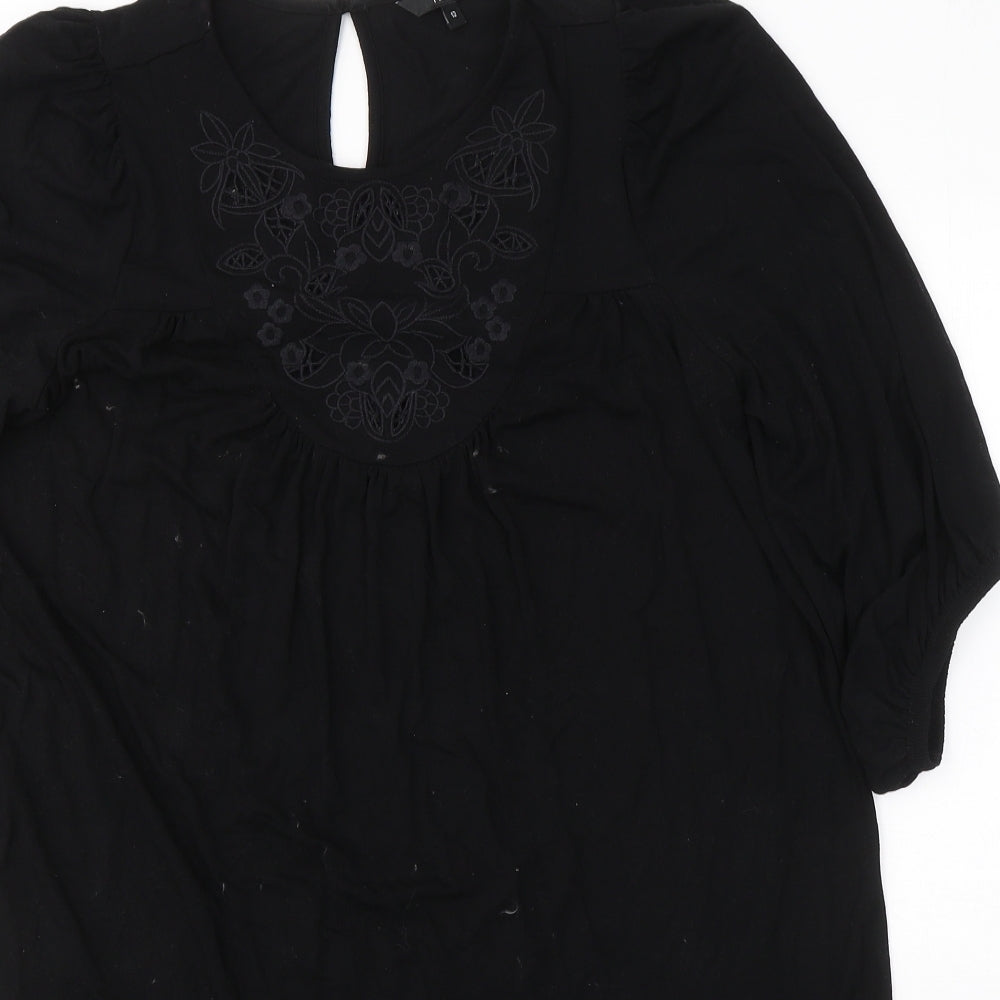 NEXT Womens Black  Viscose T-Shirt Dress  Size 12  Round Neck Pullover