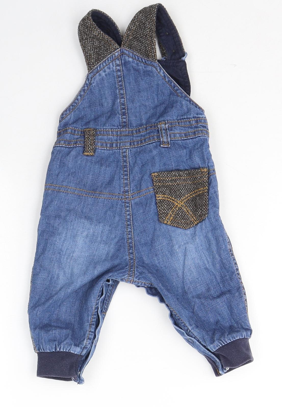 NEXT Boys Blue  Polyester Dungaree One-Piece Size 3-6 Months  Button
