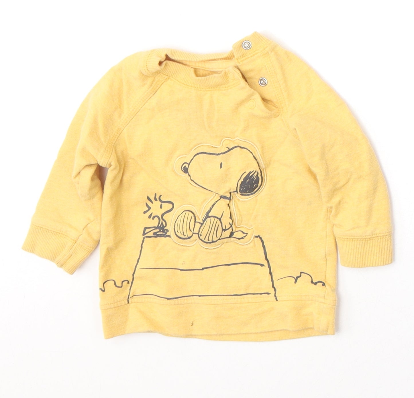 George  Baby Yellow  Cotton Basic Casual Size 3-6 Months Round Neck Pullover - Snoopy