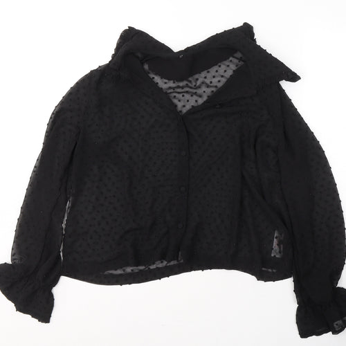 Primark Womens Black Polka Dot Polyester Basic Blouse Size 12 Collared