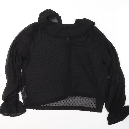 Primark Womens Black Polka Dot Polyester Basic Blouse Size 12 Collared