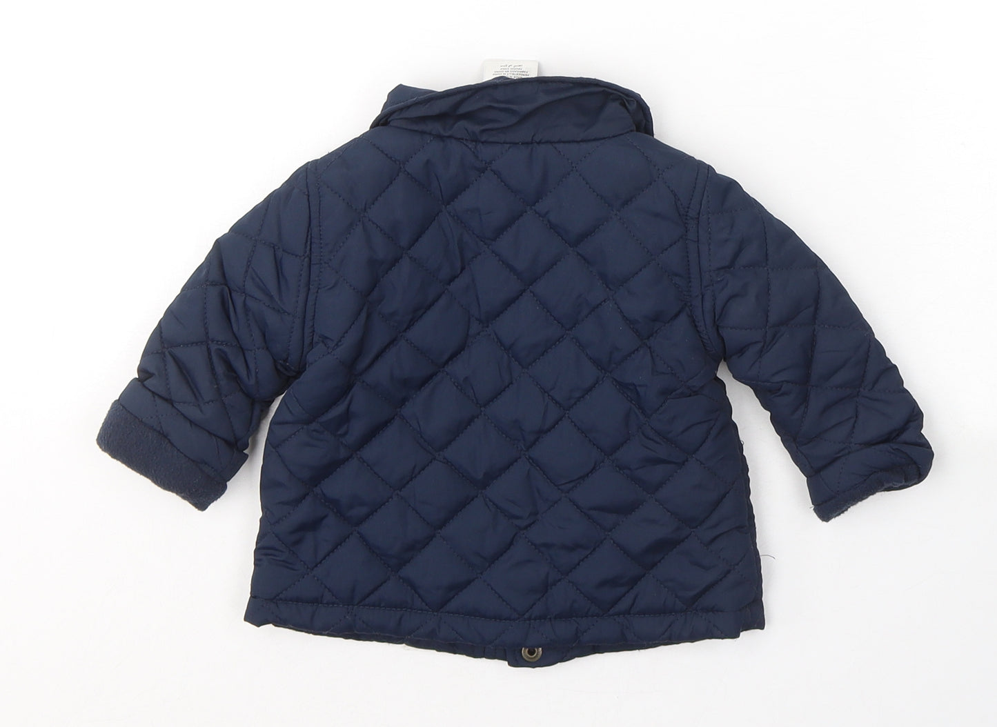 Peacocks Boys Blue   Quilted Coat Size 3-6 Months   Button