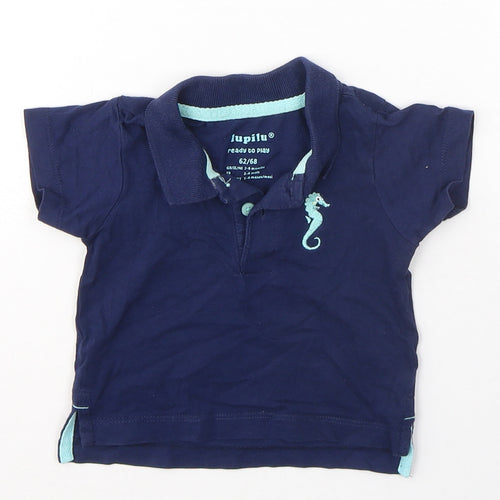 IUPILU Boys Blue  Cotton Basic T-Shirt Size 3-6 Months Collared Pullover