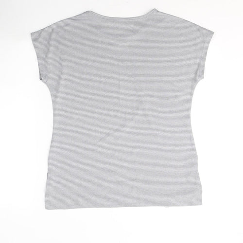 Alfred Dunner Womens Grey  Polyester Basic T-Shirt Size S Round Neck Pullover