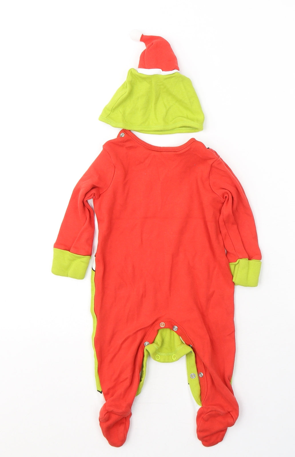 George Baby Red Colourblock Cotton Babygrow One-Piece Size 3-6 Months  Button - The Grinch