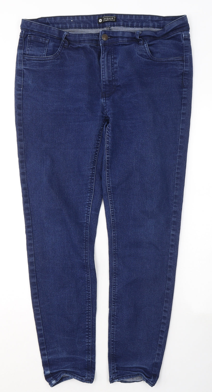 Avenue Womens Blue  Cotton Skinny Jeans Size 16 L28 in Regular Button
