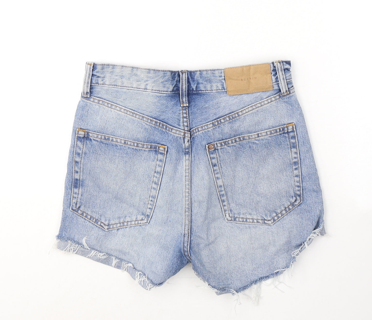 Zara Womens Blue  Cotton Hot Pants Shorts Size 8 L4 in Regular Button