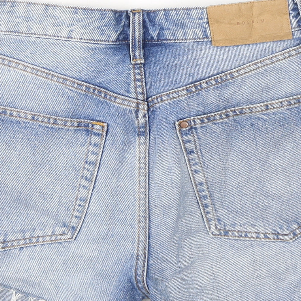 Zara Womens Blue  Cotton Hot Pants Shorts Size 8 L4 in Regular Button