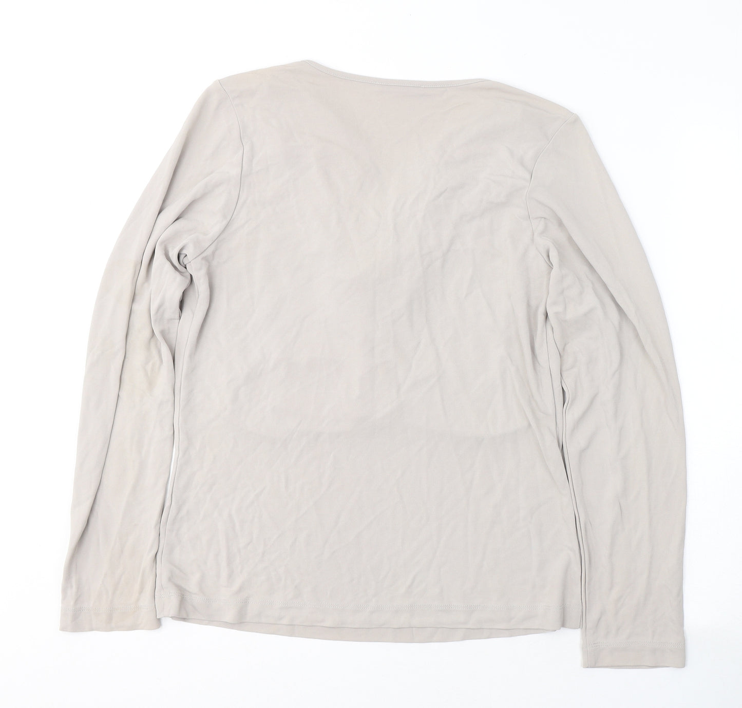Artigiano Womens Brown  Acetate Basic Blouse Size 14 V-Neck