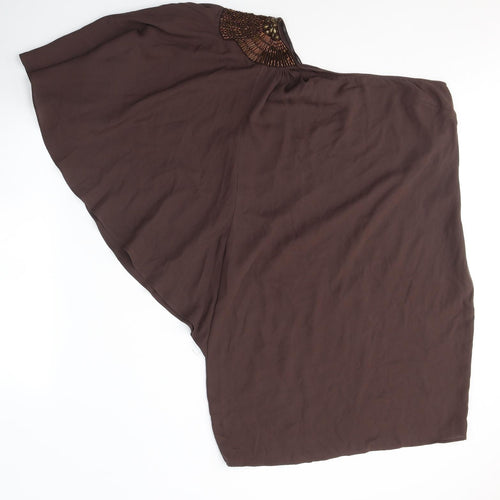 Oasis Womens Brown  Polyester Tunic Blouse Size 12 Off the Shoulder
