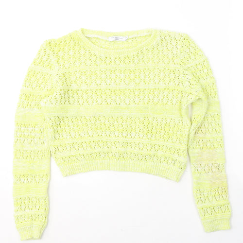 New Look Womens Green Round Neck  Cotton Pullover Jumper Size 8