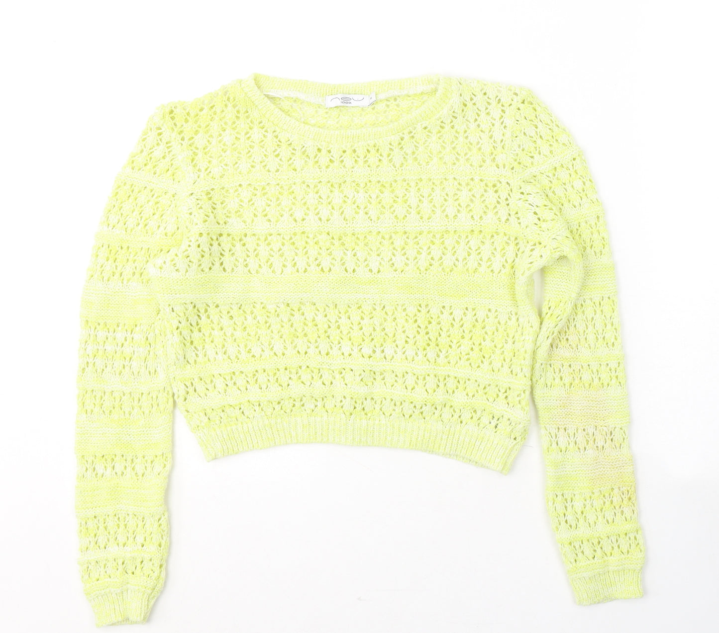 New Look Womens Green Round Neck  Cotton Pullover Jumper Size 8