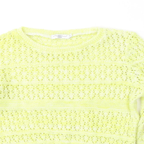 New Look Womens Green Round Neck  Cotton Pullover Jumper Size 8
