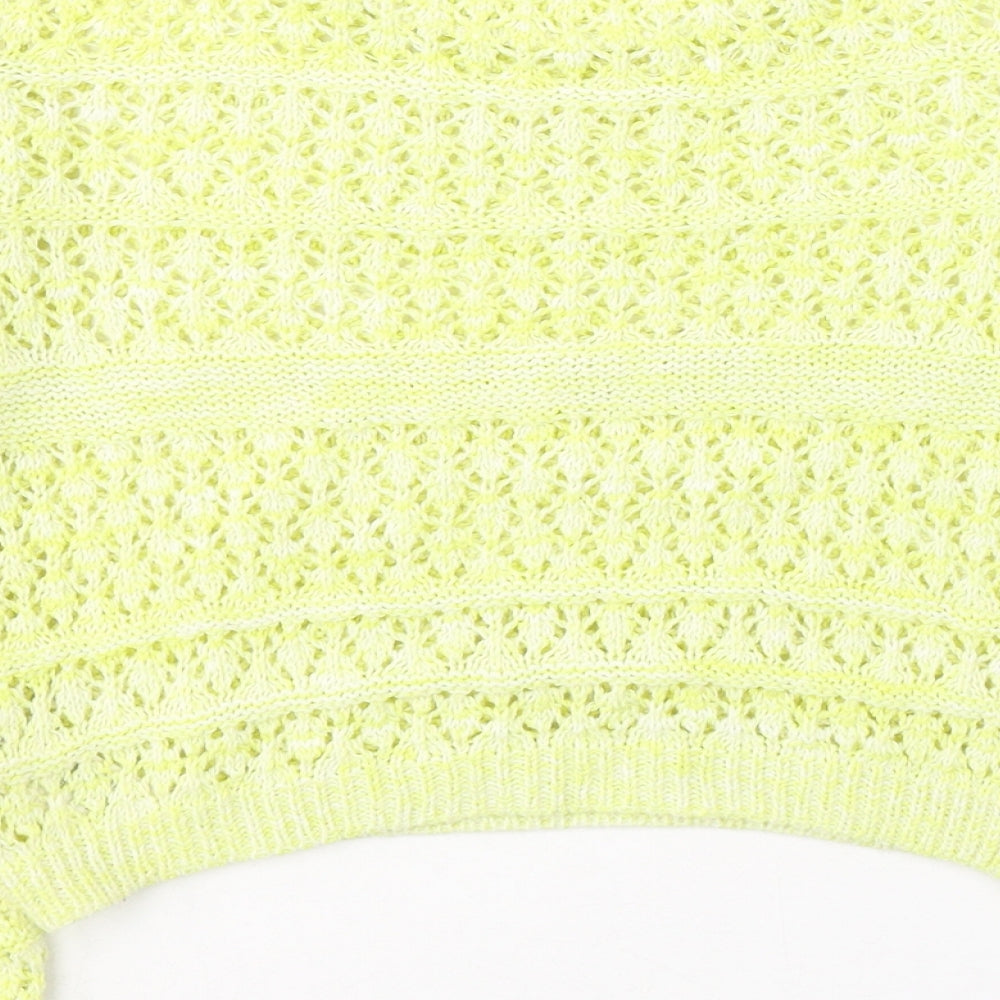 New Look Womens Green Round Neck  Cotton Pullover Jumper Size 8