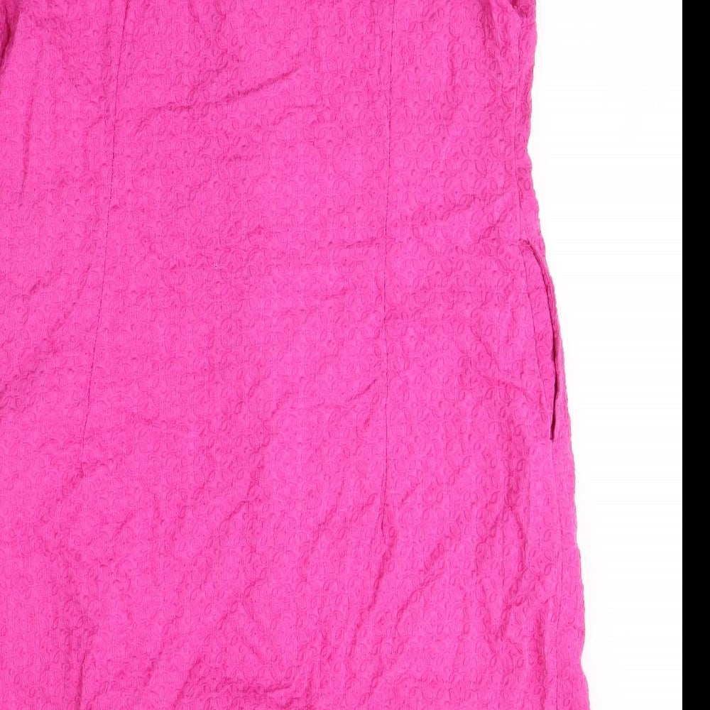 Lily Ella Womens Pink Floral Cotton T-Shirt Dress  Size 20  Round Neck Button