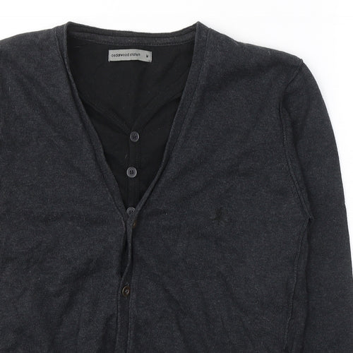 Cedar Wood State Mens Grey V-Neck  Polyester Pullover Jumper Size M