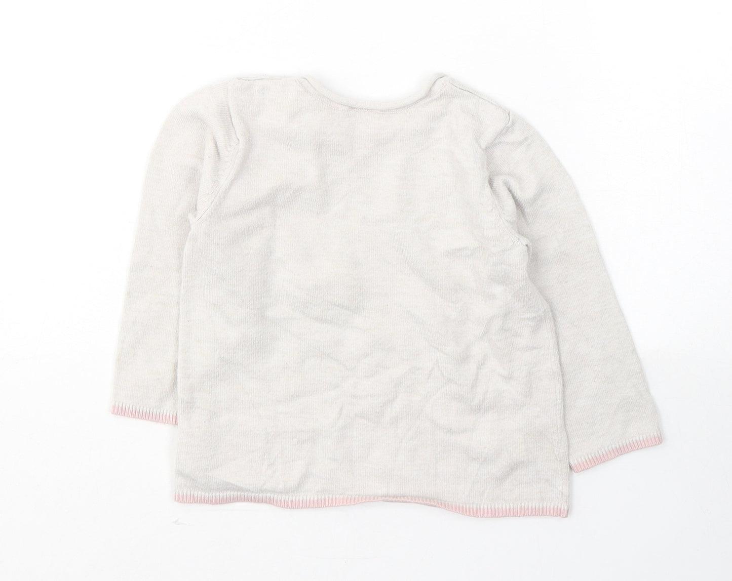 H&M Girls Beige  Cotton Pullover Jumper Size 12-18 Months  Pullover - Bunny Rabbit