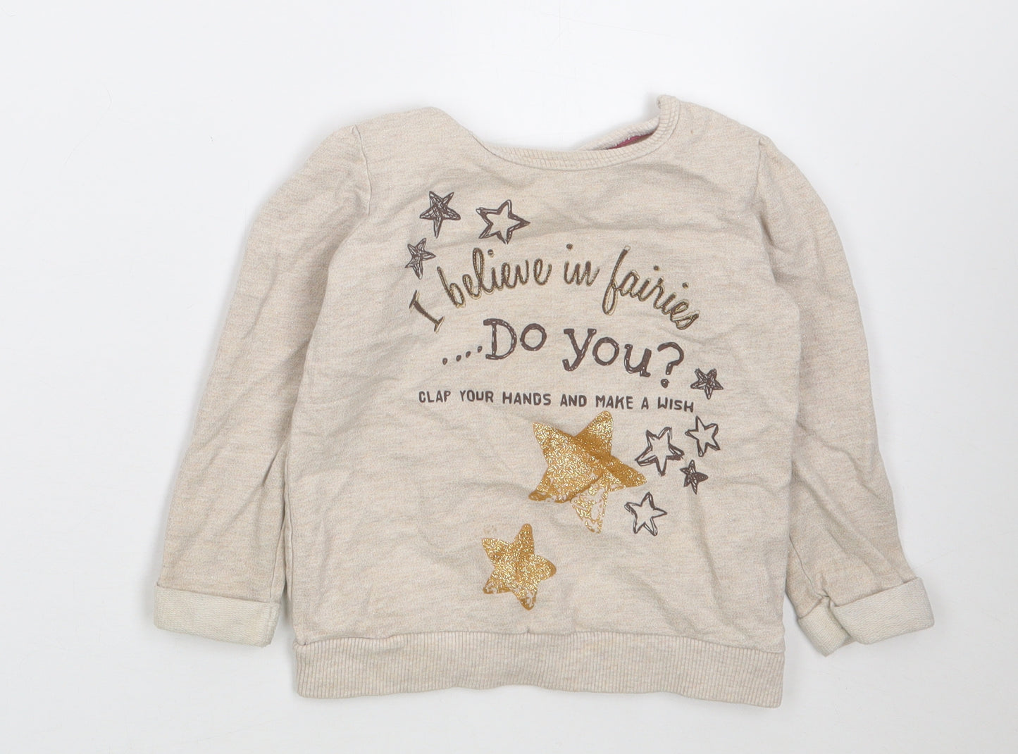 George Girls Beige  Cotton Pullover Sweatshirt Size 2-3 Years  Pullover