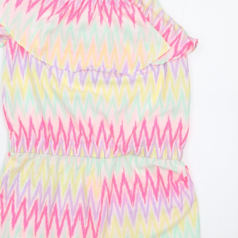 Pep&Co Girls Multicoloured Geometric Polyester Playsuit One-Piece Size 12-13 Years  Pullover