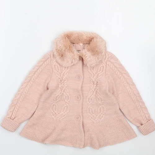 Monsoon Girls Pink  Cotton Cardigan Jumper Size 18-24 Months  Button