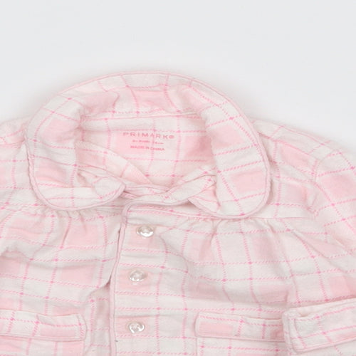 Primark Girls Pink Plaid 100% Cotton Robe Pyjama Set Size 6-9 Months  Button