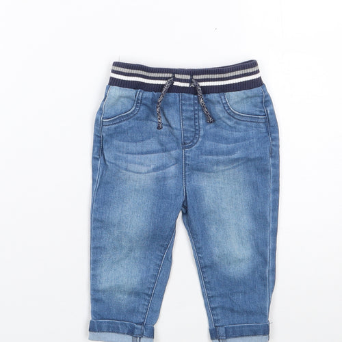 Nutmeg Boys Blue  Cotton Jogger Jeans Size 6-9 Months  Drawstring