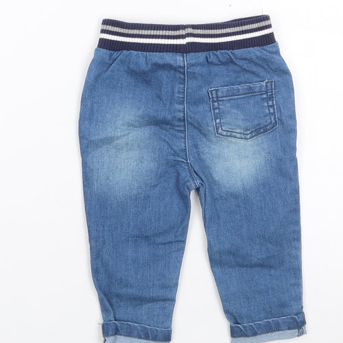 Nutmeg Boys Blue  Cotton Jogger Jeans Size 6-9 Months  Drawstring