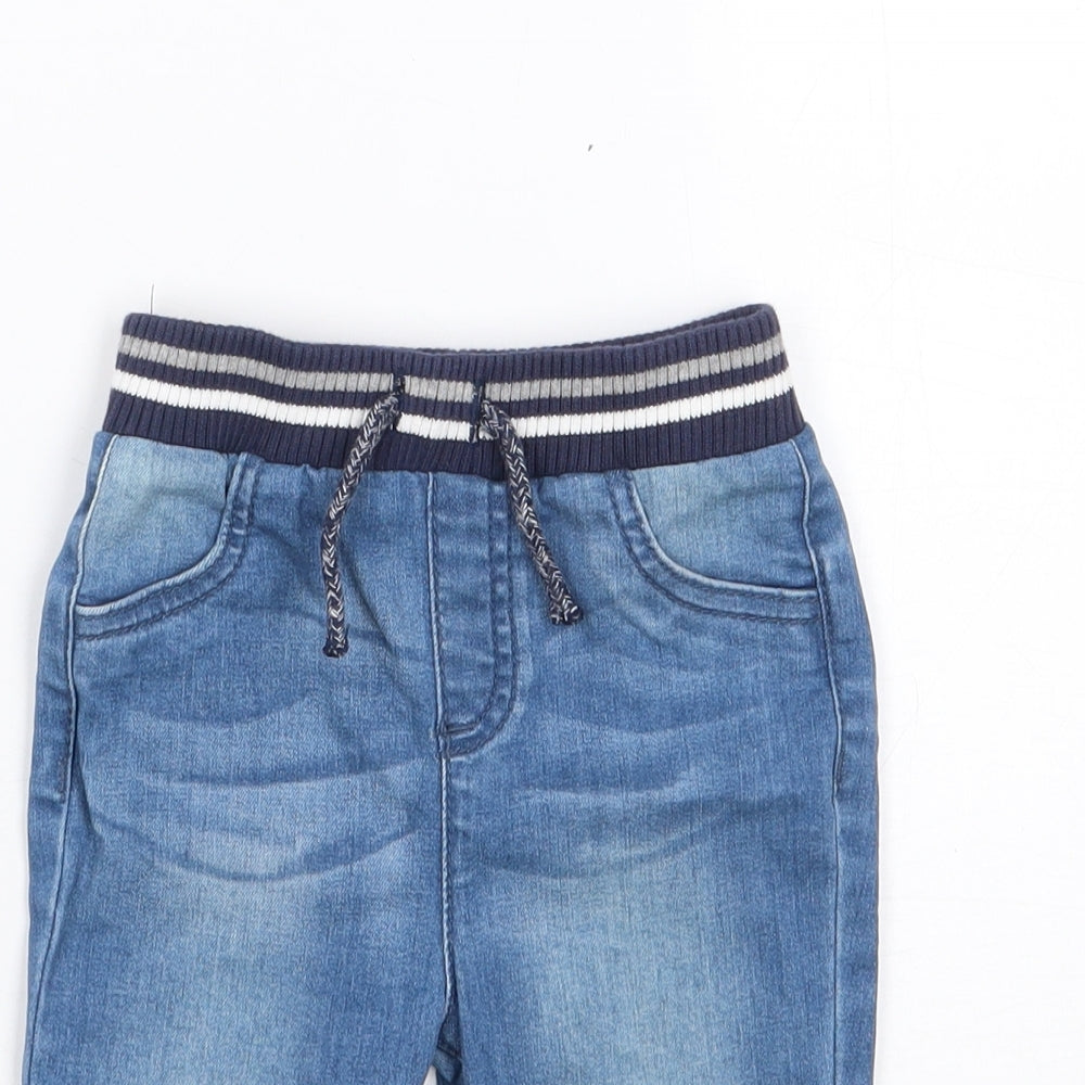 Nutmeg Boys Blue  Cotton Jogger Jeans Size 6-9 Months  Drawstring