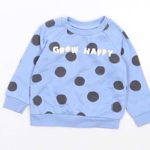 Primark Boys Blue Polka Dot Cotton Pullover Jumper Size 6-9 Months  Pullover