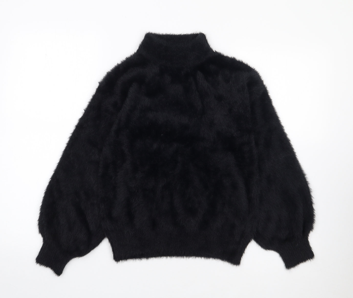 Prewirn Womens Black High Neck  Acrylic Pullover Jumper Size S   - Fluffy