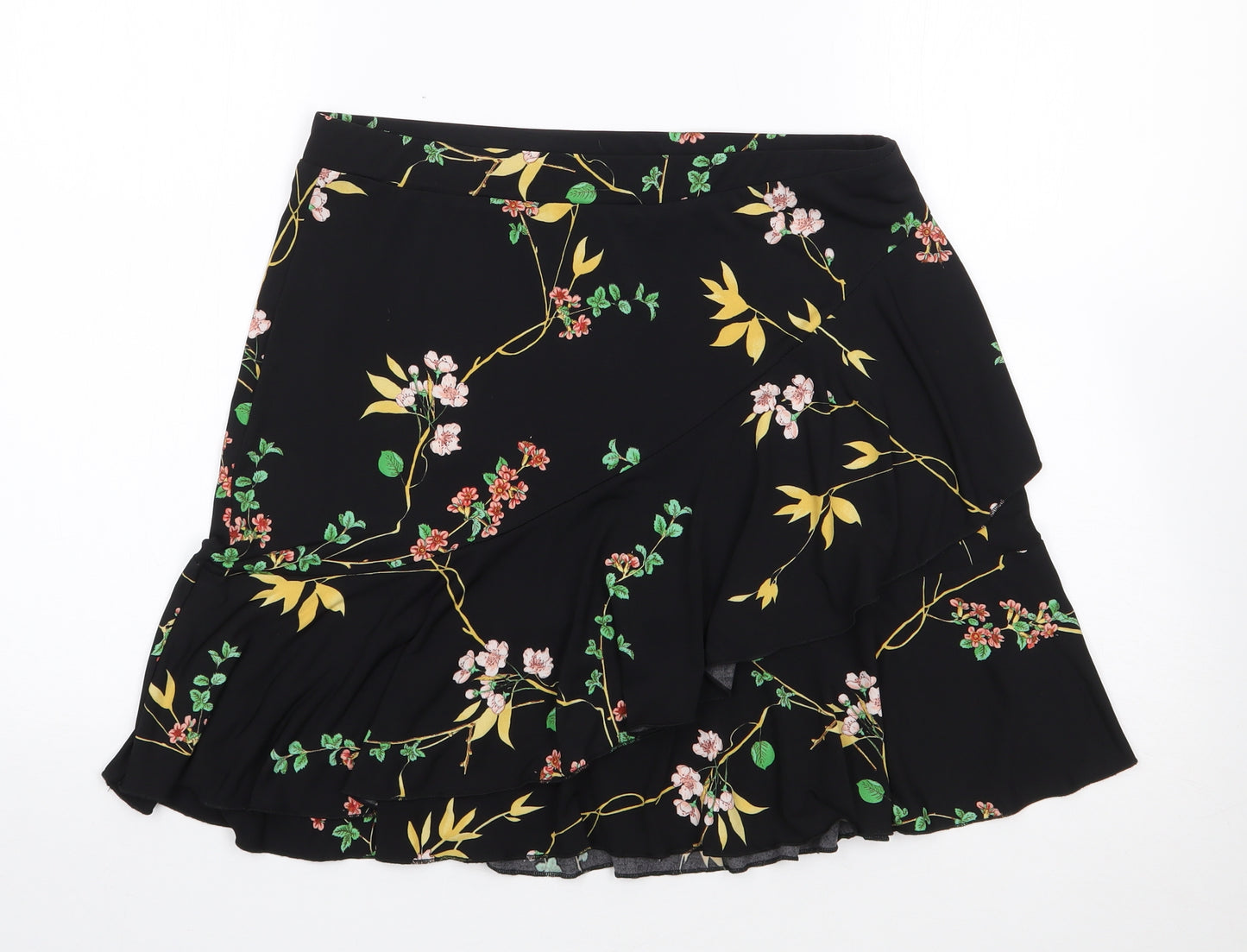 Dorothy Perkins Womens Black Floral Polyester Mini Skirt Size 12