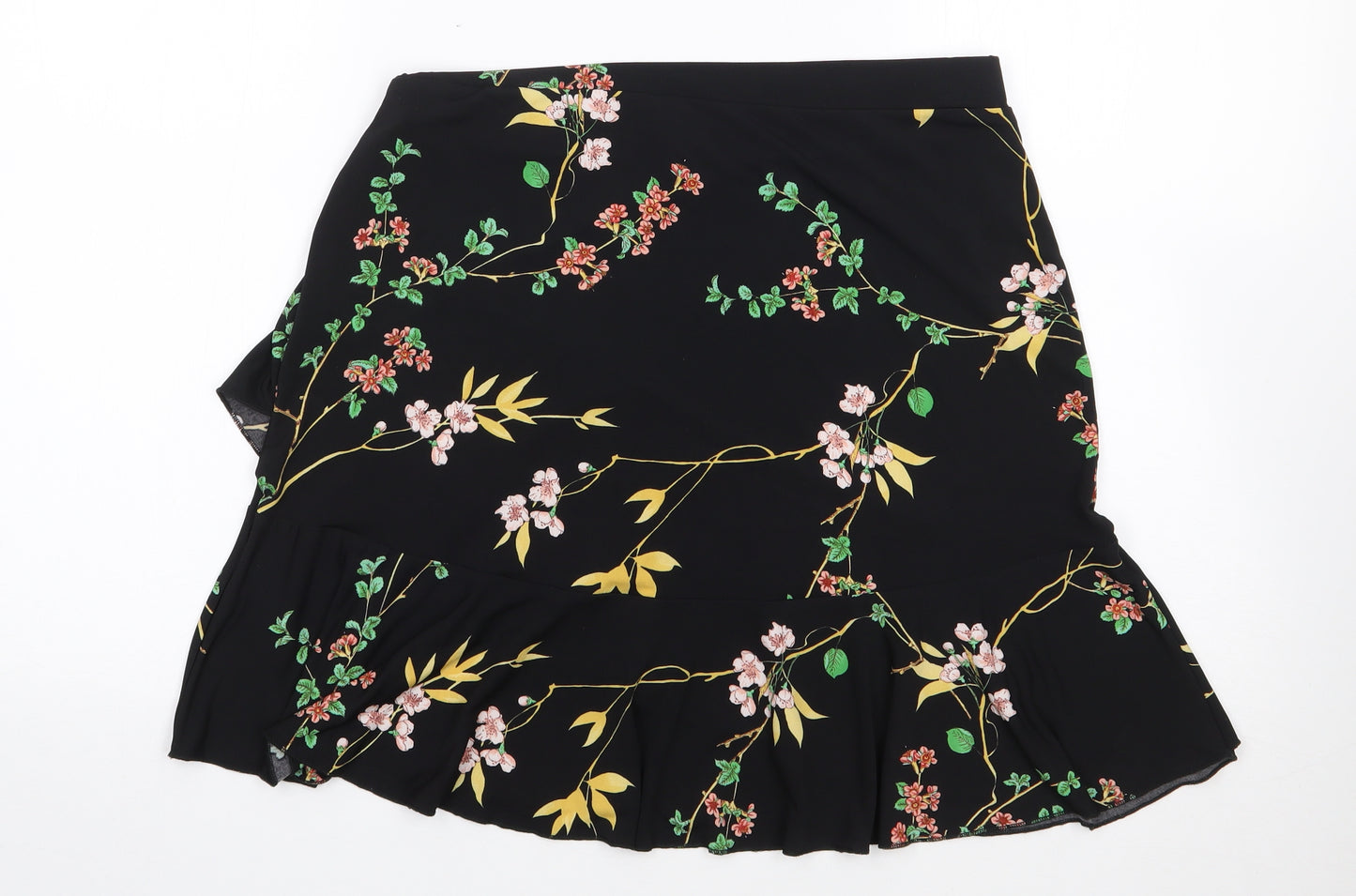 Dorothy Perkins Womens Black Floral Polyester Mini Skirt Size 12