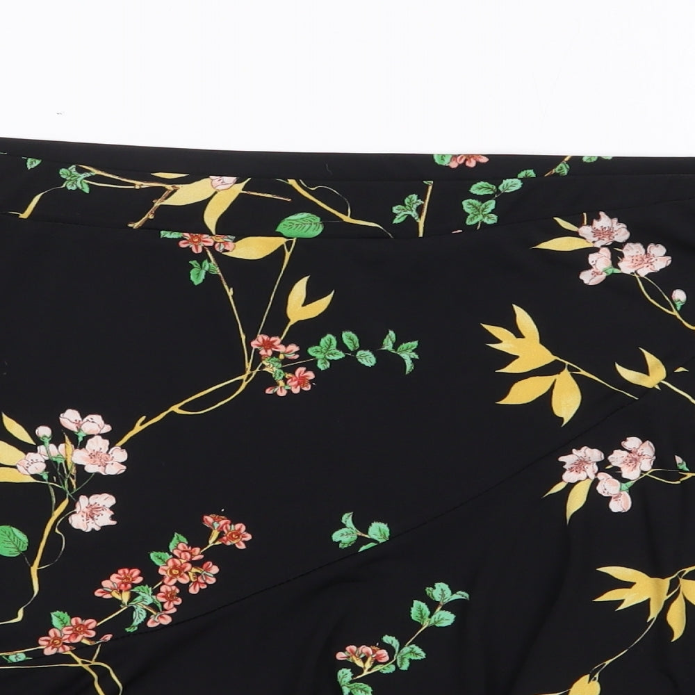 Dorothy Perkins Womens Black Floral Polyester Mini Skirt Size 12