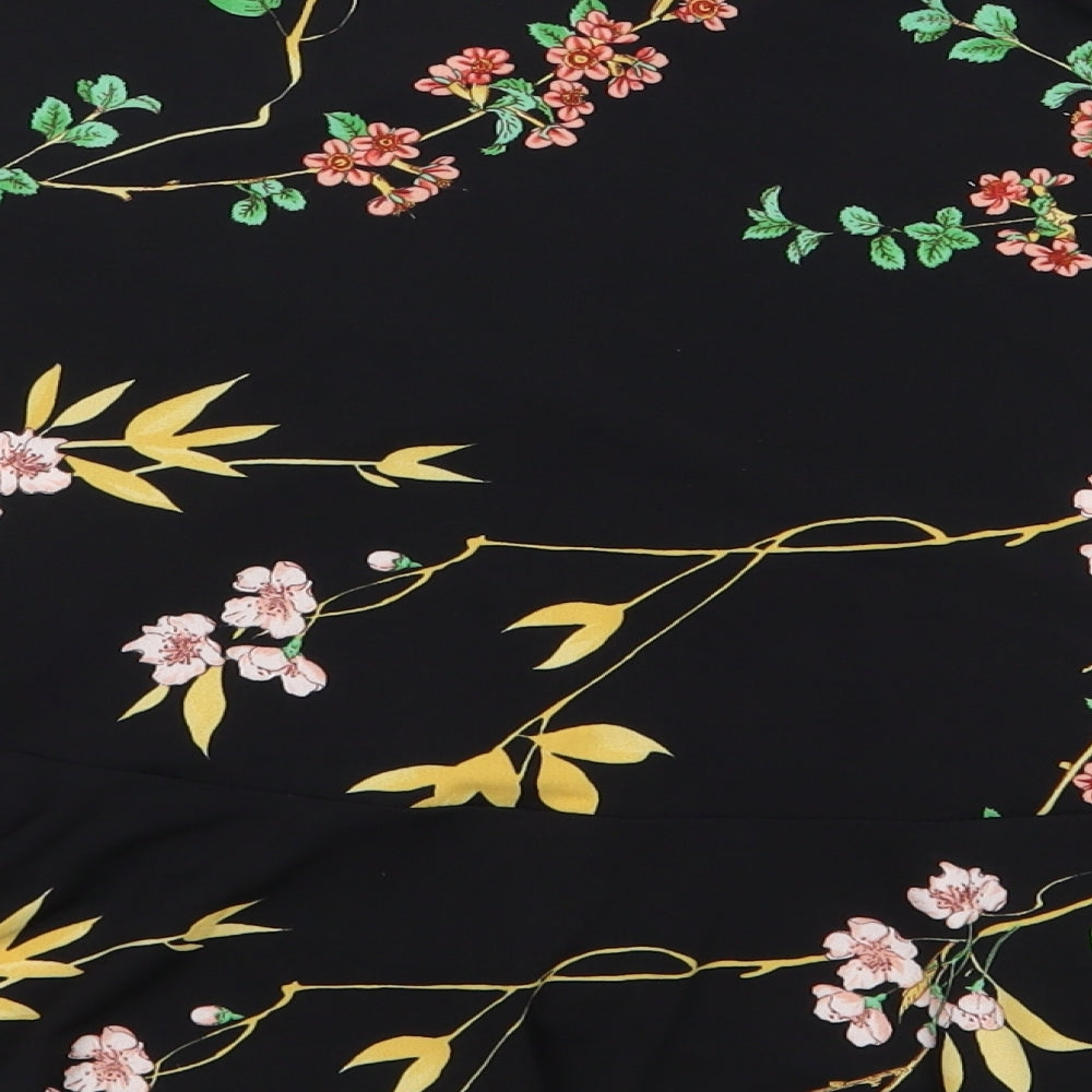 Dorothy Perkins Womens Black Floral Polyester Mini Skirt Size 12