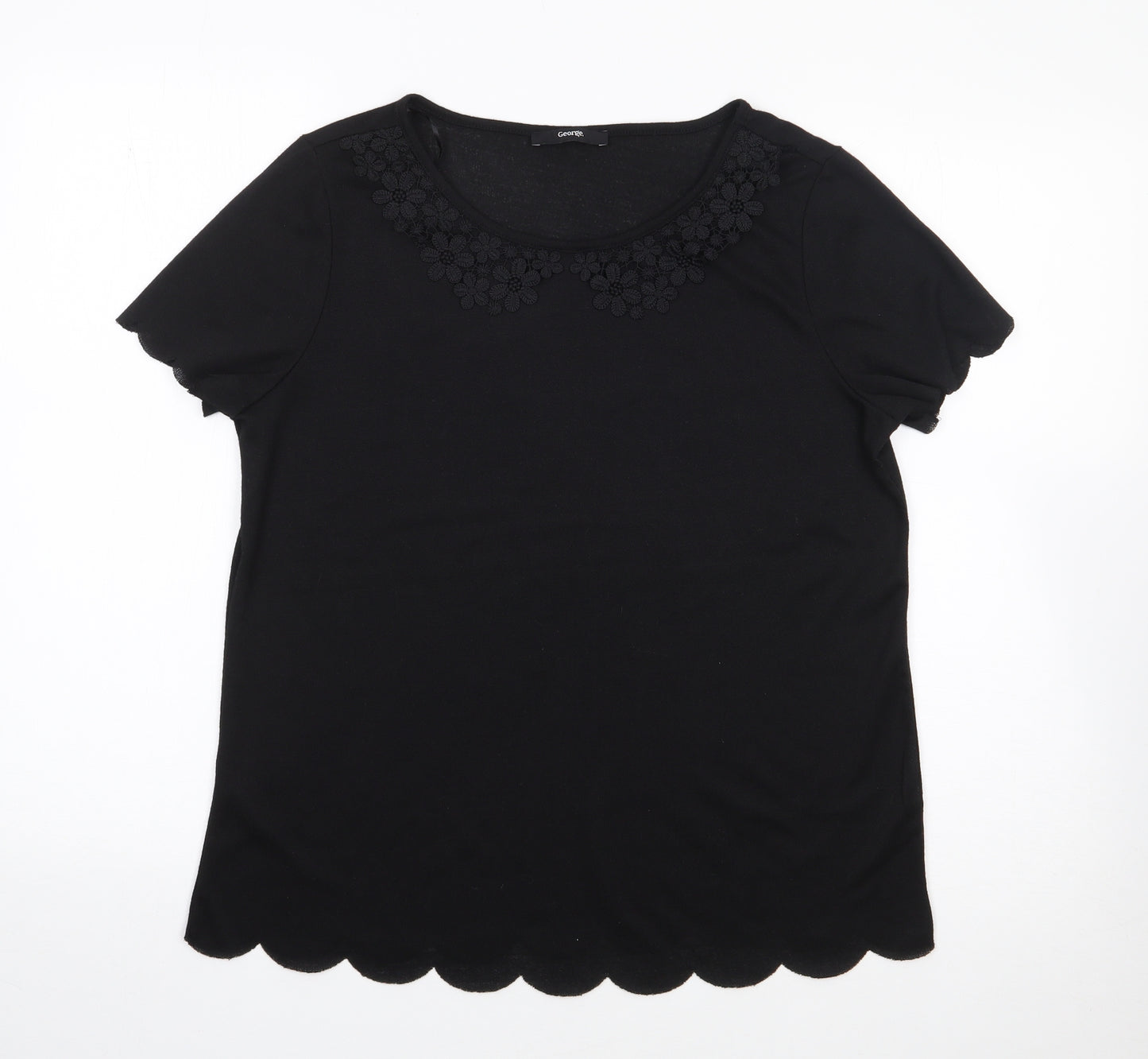 George Womens Black  Polyester Jersey T-Shirt Size 14 Round Neck