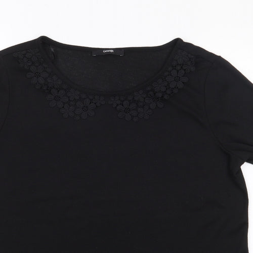 George Womens Black  Polyester Jersey T-Shirt Size 14 Round Neck