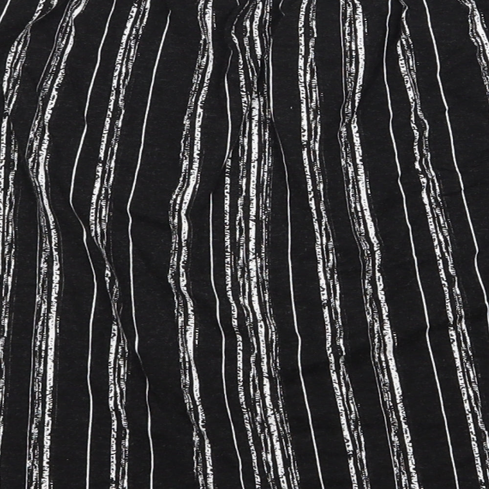 George Womens Black Striped Viscose Jersey T-Shirt Size 14 Off the Shoulder