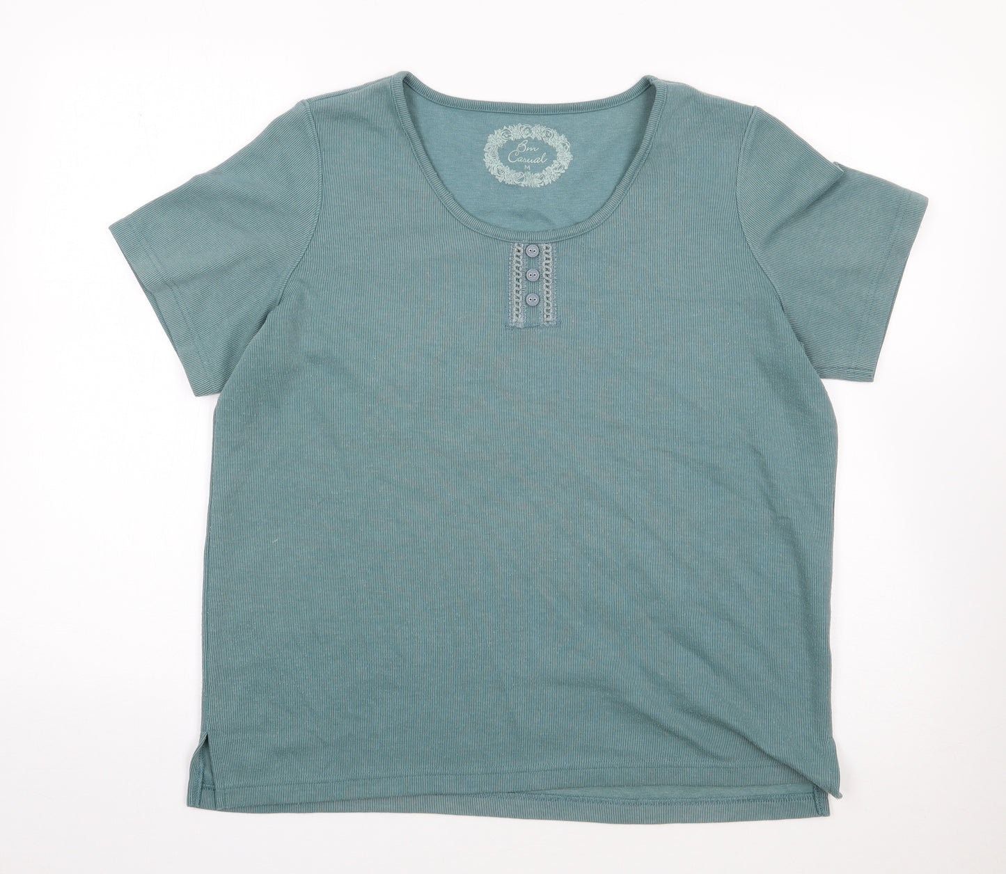 Bonmarché Womens Green  Polyester Jersey T-Shirt Size M Scoop Neck