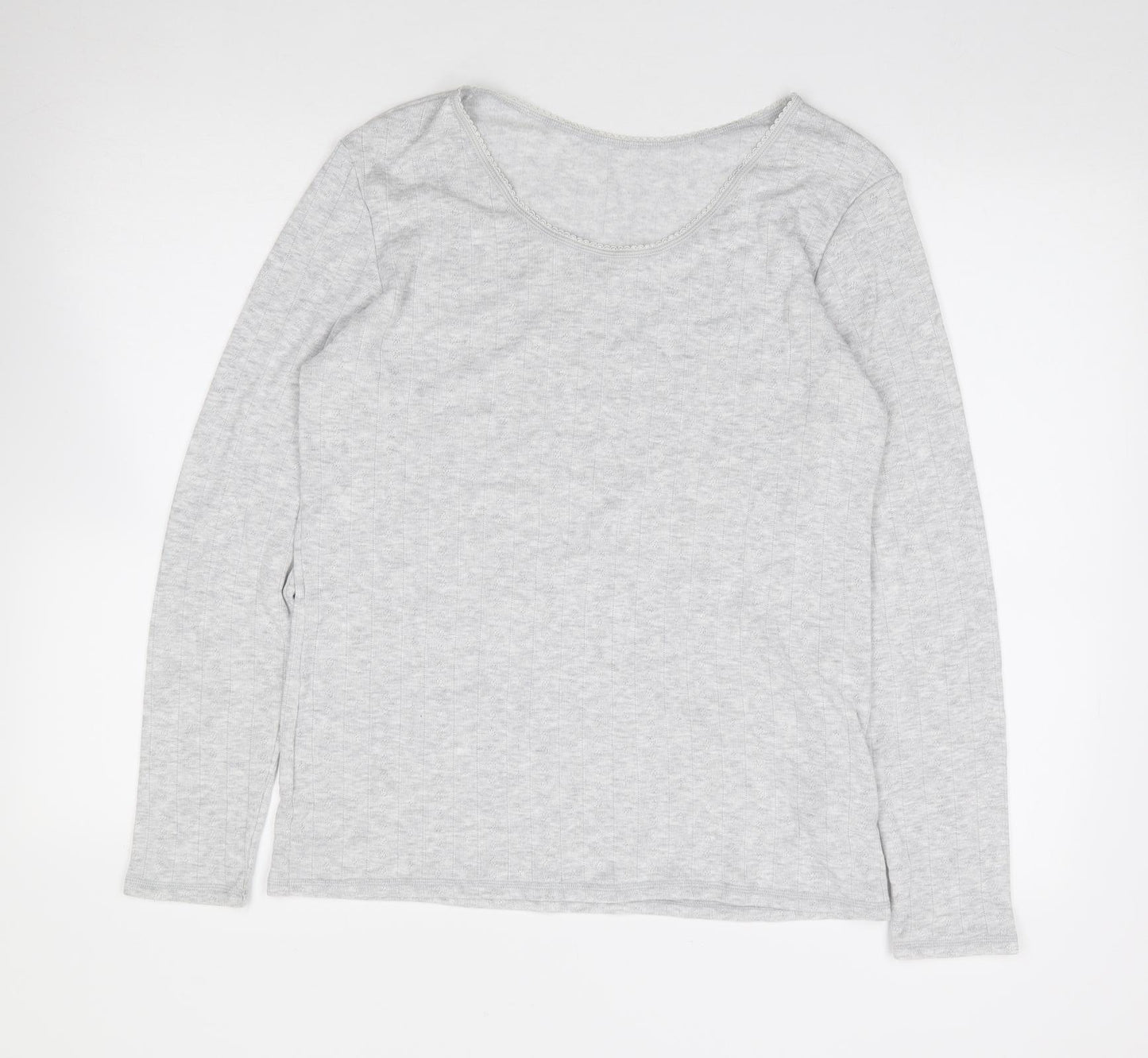 Marks and Spencer Womens Grey Floral Polyester Jersey T-Shirt Size 20 Round Neck