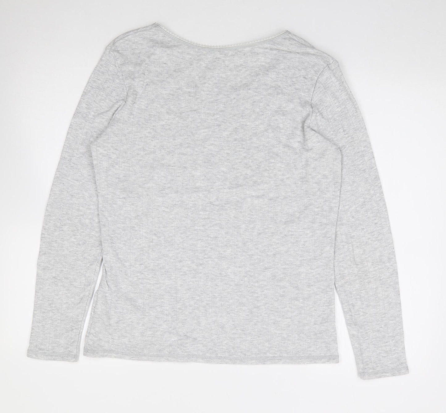 Marks and Spencer Womens Grey Floral Polyester Jersey T-Shirt Size 20 Round Neck